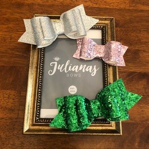 Glitter Hair Bow Bundle ~ 3 Pieces